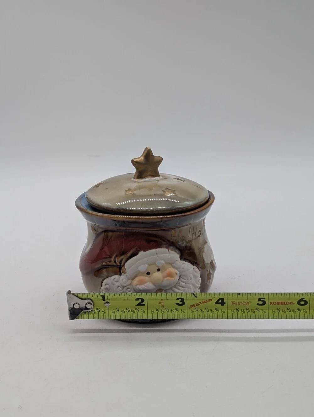 Greenbrier International Ceramic Santa Claus Lidded Mini Candy Jar / Sugar Bowl